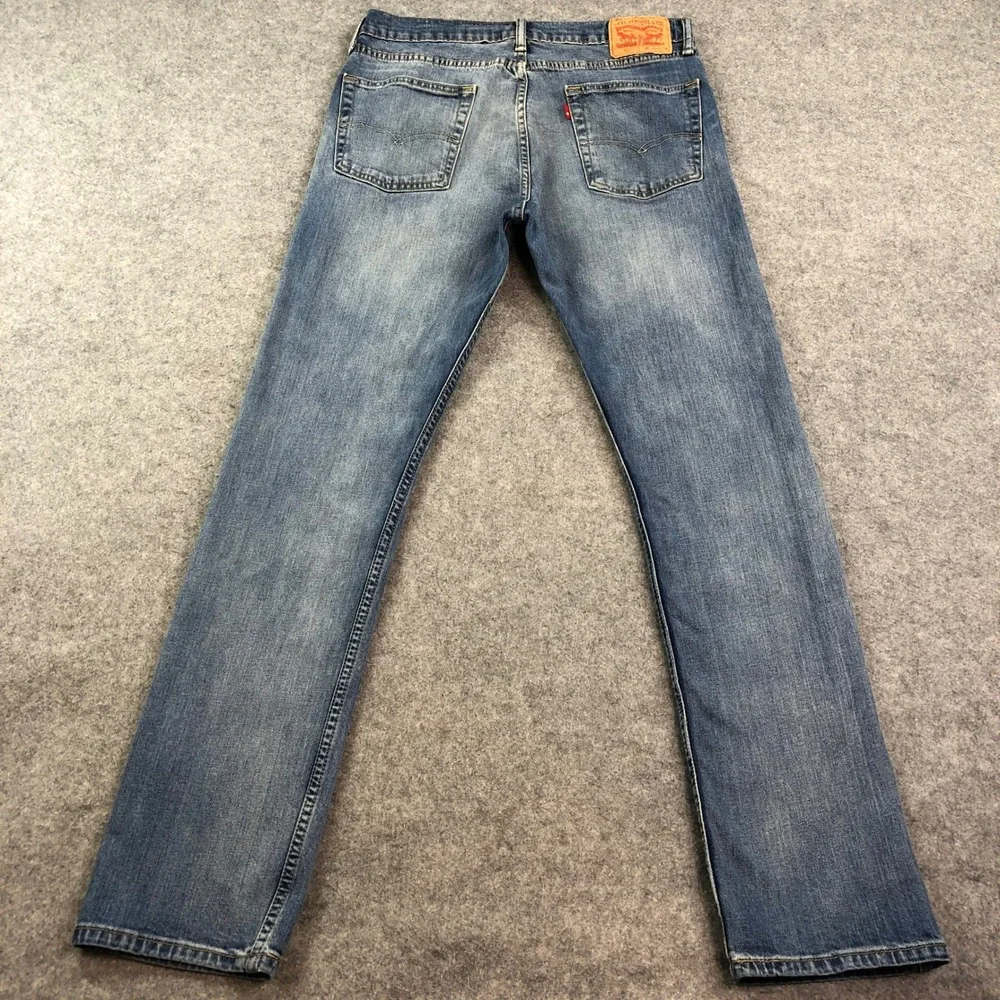 Levis 513 Mens Jeans 34x34 Straight Leg Blue Light Wash Stretch Slim Fit Classic